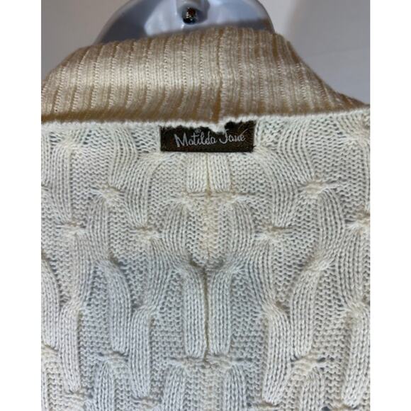 Matilda Jane Cream Cable Knit Heavy Silent Night Boho Cardigan Women Medium - Picture 6 of 8